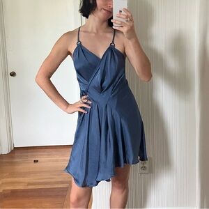 Beautiful silky blue Free People wrap minidress